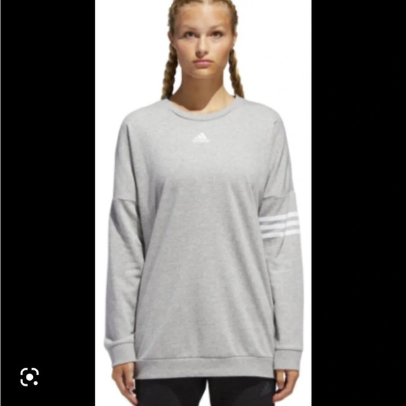 ADIDAS GRAY SPELLOUT PULLOVER SWEATSHIRT - Picture 1 of 6